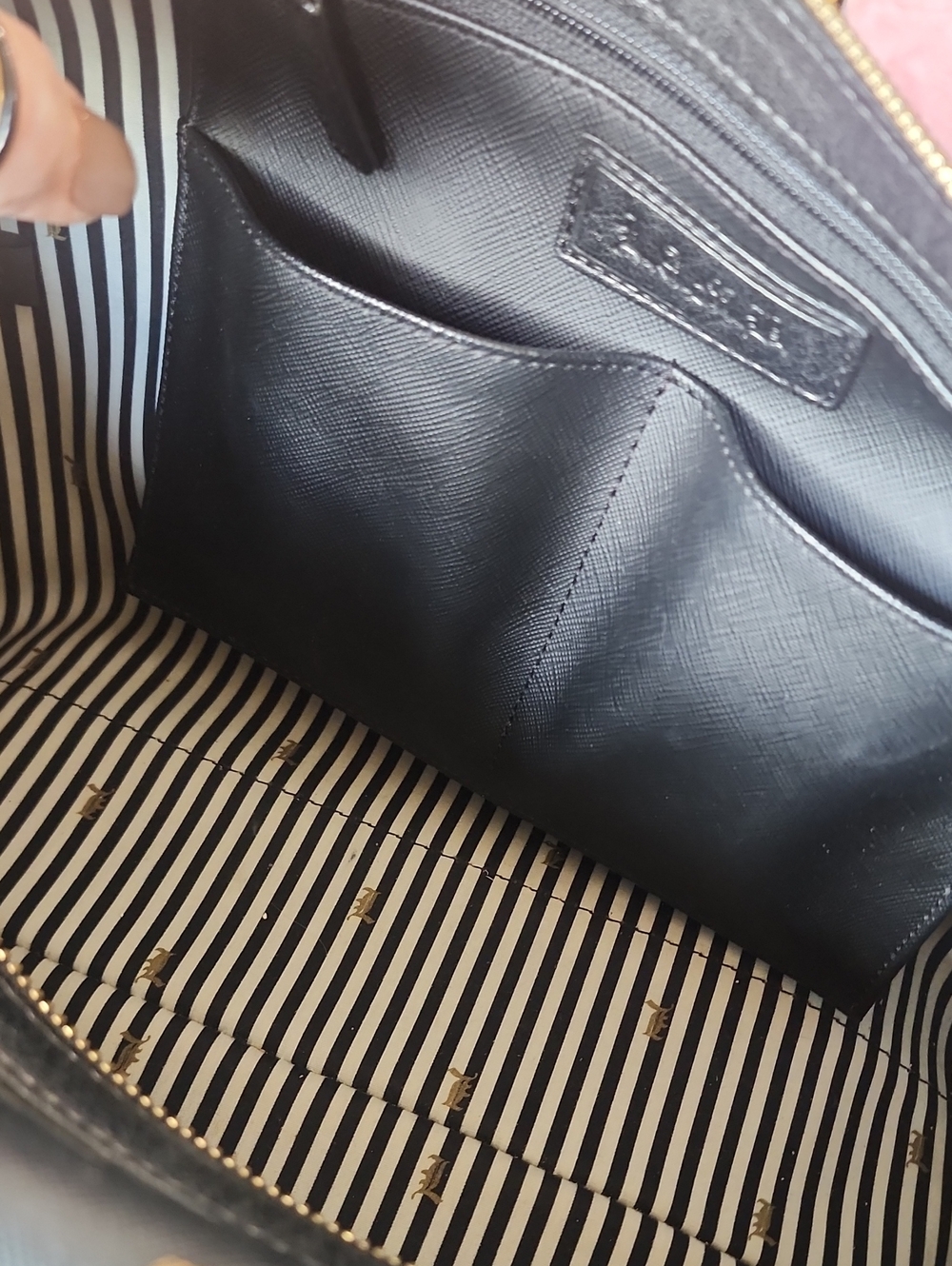 RARE L.A.M.B. Black Graphic Leather Lamb Satchel Bag Gwen Stefani Coin Purse - Picture 14 of 16